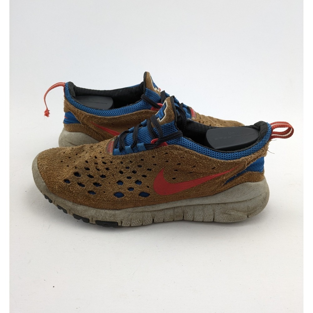 Mens Nike Free Trail 5.0 Brown Blue Red Athletic Suede Shoes CW5814-201 Size 10
